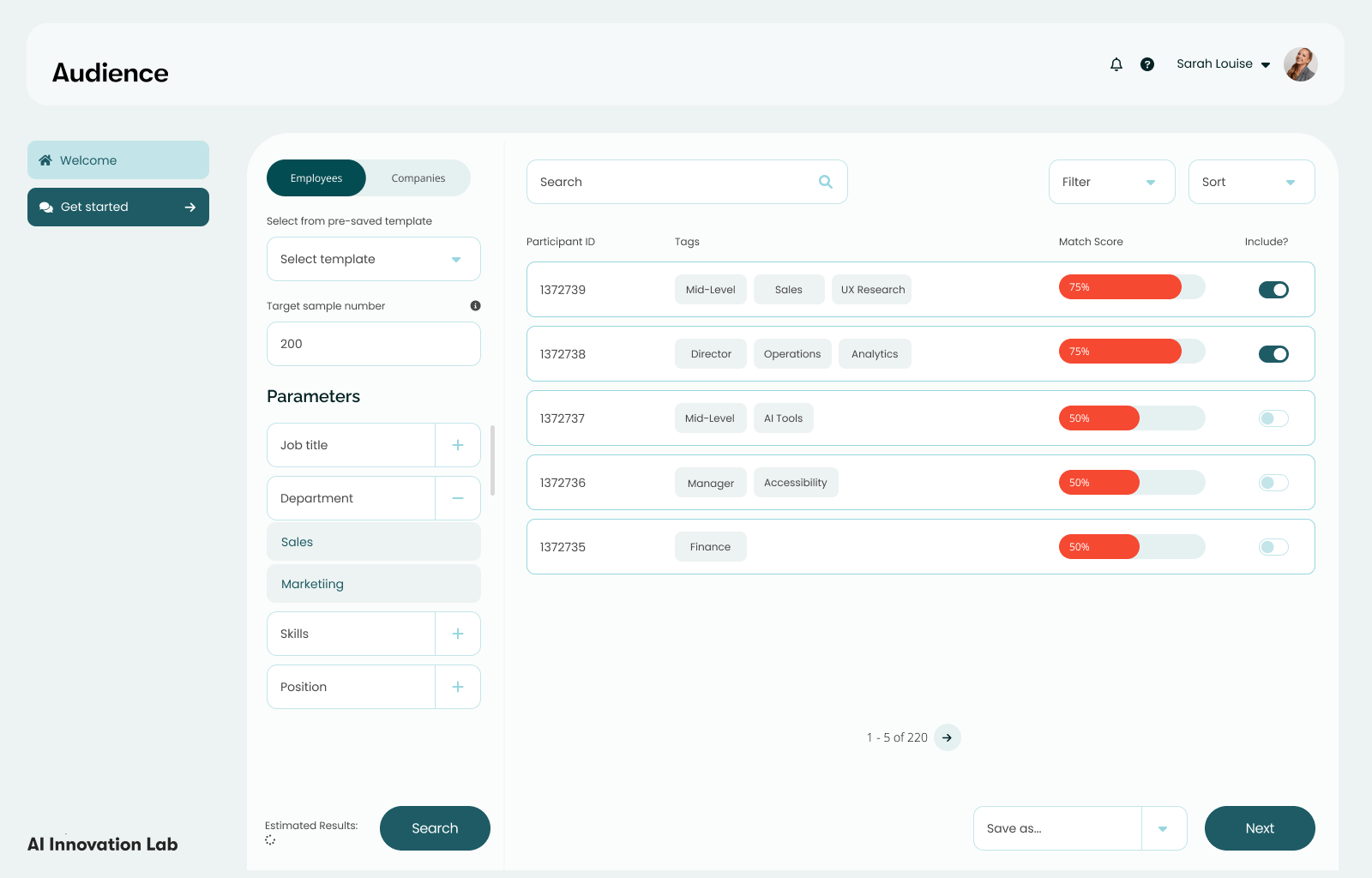 Design system and UI components on a screen